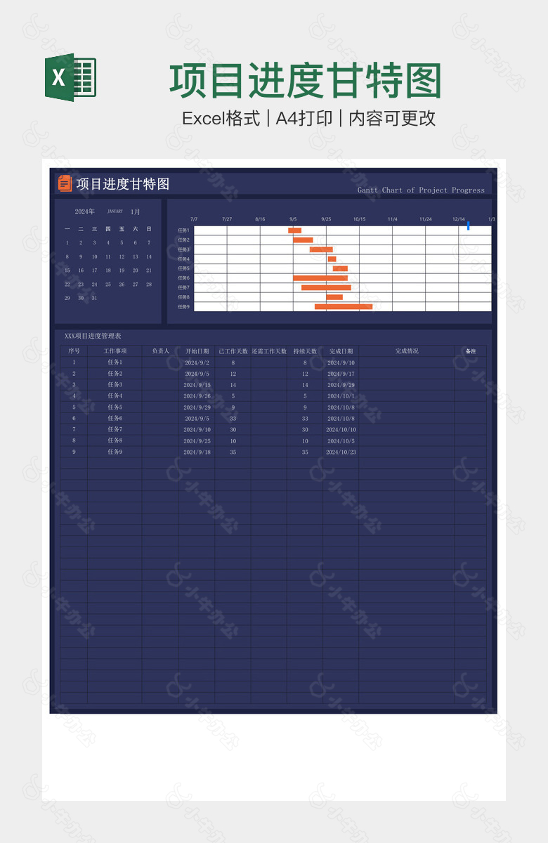 项目进度甘特图