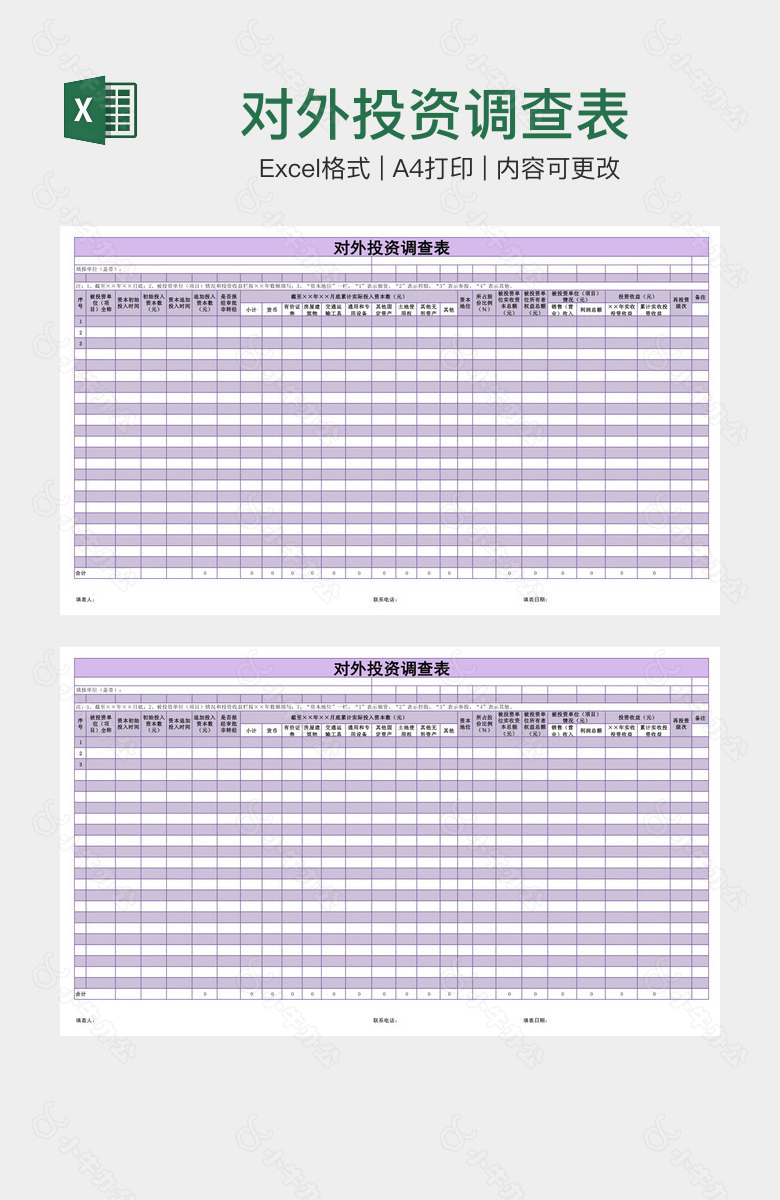 对外投资调查表