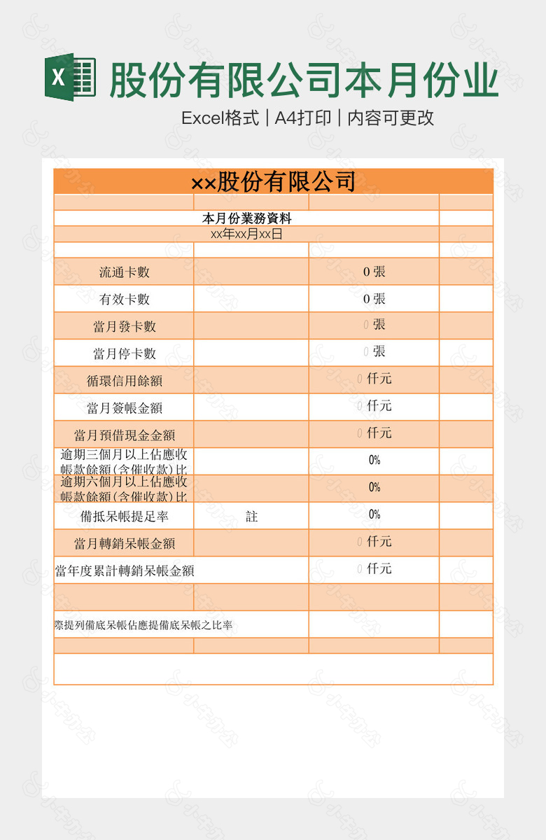 股份有限公司本月份业务资料