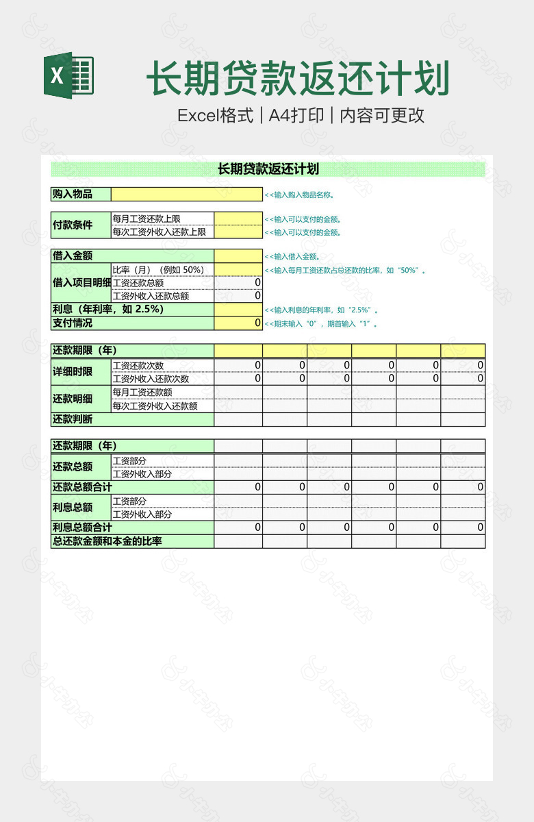 长期贷款返还计划