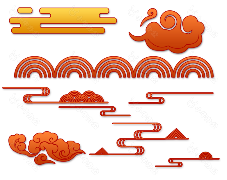 传统中国风祥云云朵边框设计下载