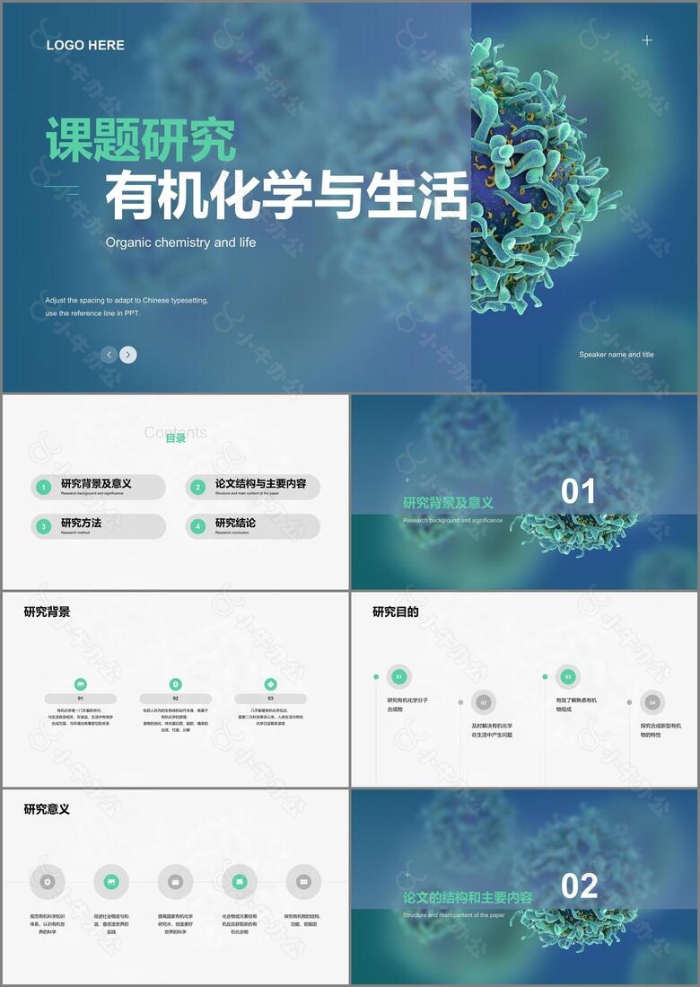 绿色创意化学生物研究报告PPT案例