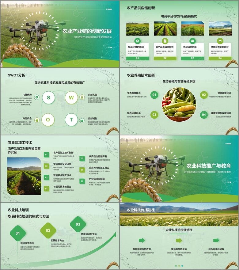 绿色商务风科技兴农PPT模板no.2