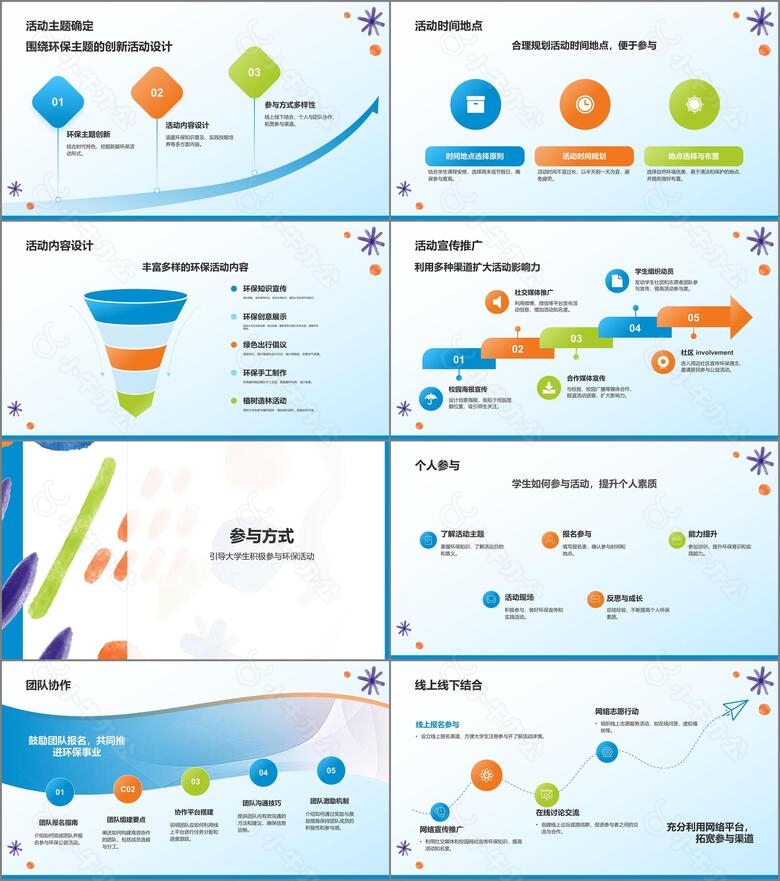 蓝色小清新大学生公益活动PPT模板no.2