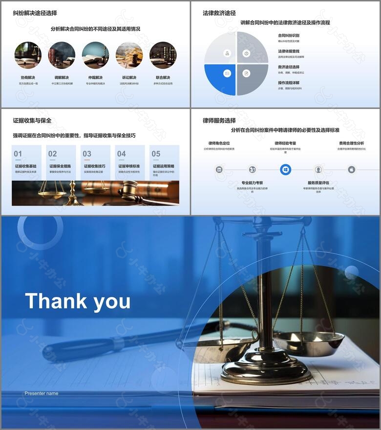 蓝色渐变法律案例分析PPT模板no.3