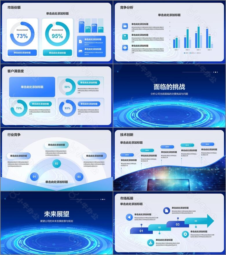 蓝色科技风IT互联网业绩回顾PPT模板no.3