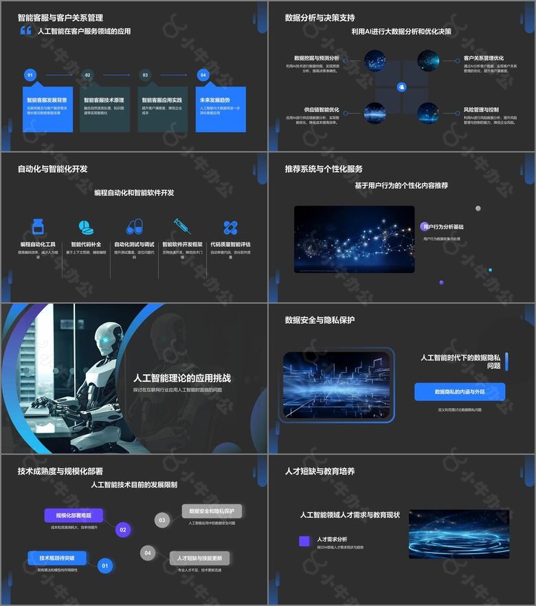 蓝色科技风人工智能理论PPT模板no.2