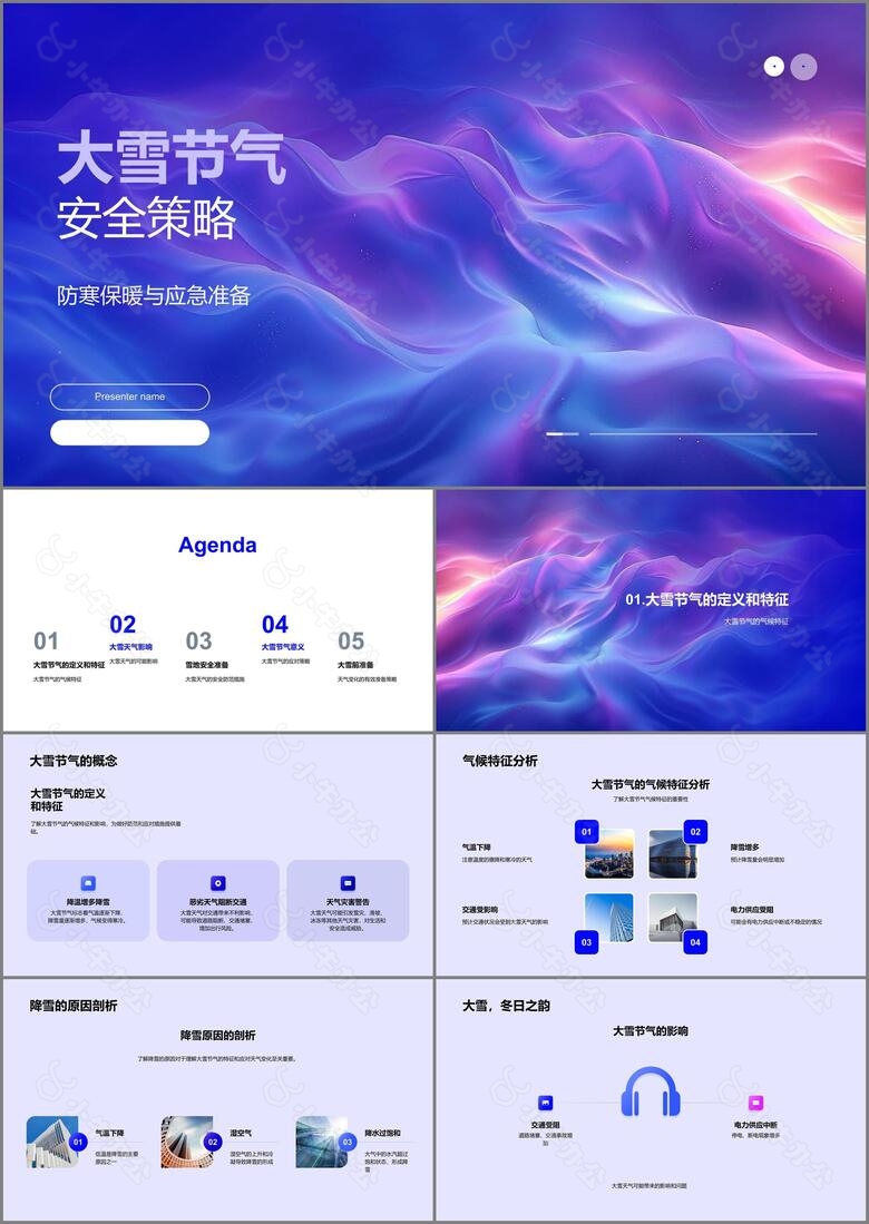 大雪节气安全策略PPT模板