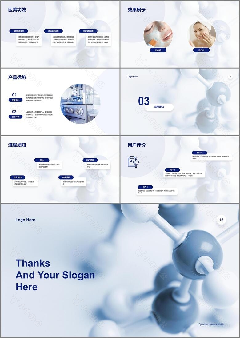 白色商务医疗美容产品介绍PPT案例no.2