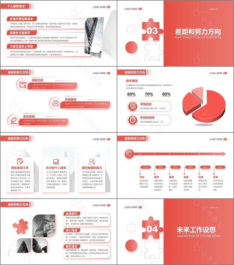 红色简约风年度工作总结PPT模板no.3