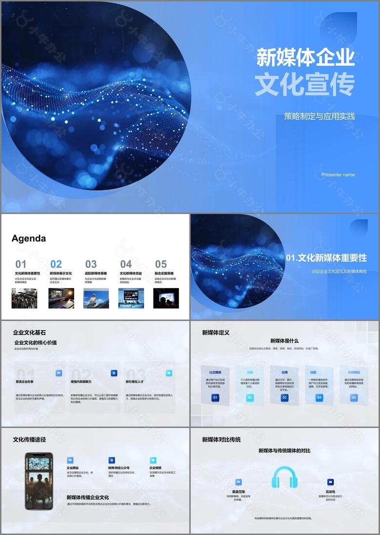 新媒体企业文化宣传PPT模板