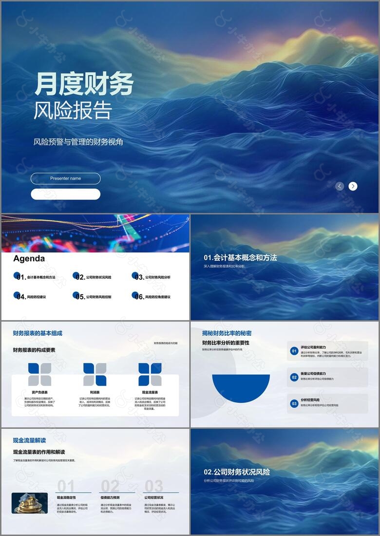 月度财务风险报告PPT模板