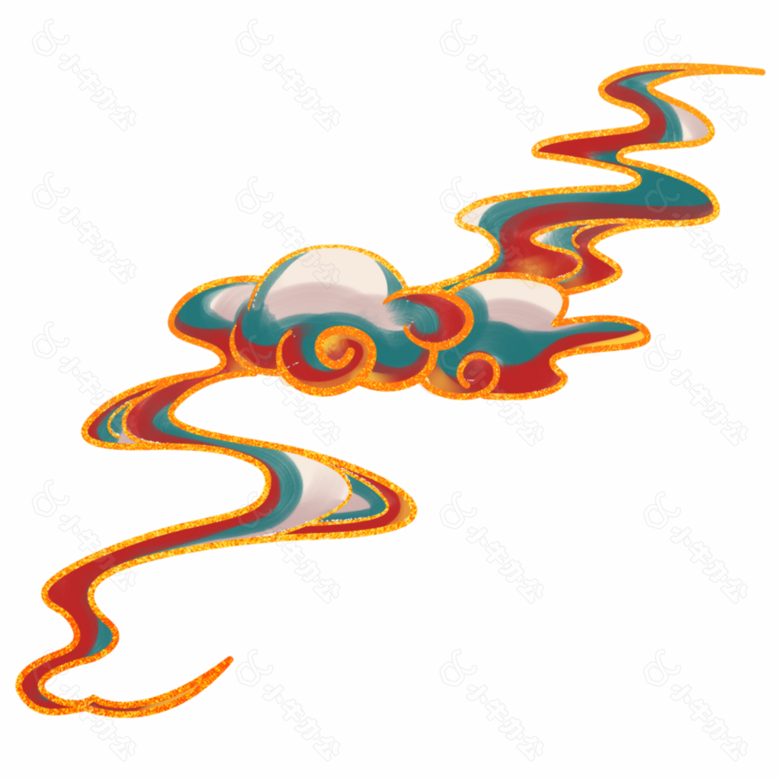 鎏金国潮风祥云纹理装饰图案