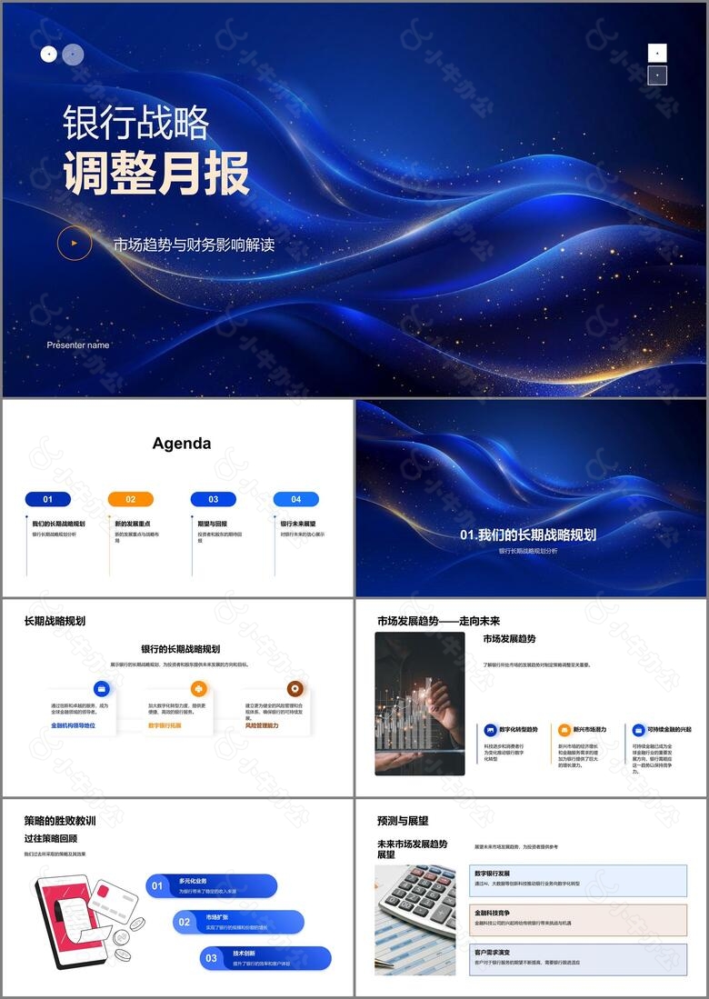 银行战略调整月报PPT模板