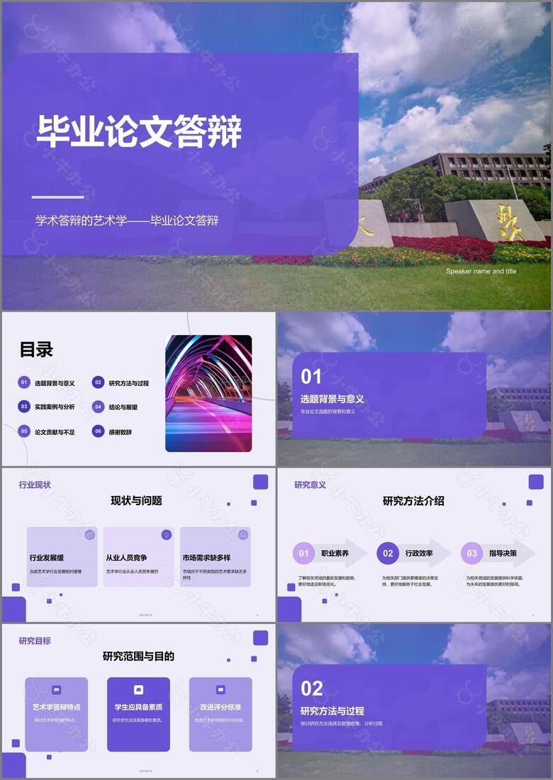 紫色商务现代南京大学毕业论文答辩PPT模板