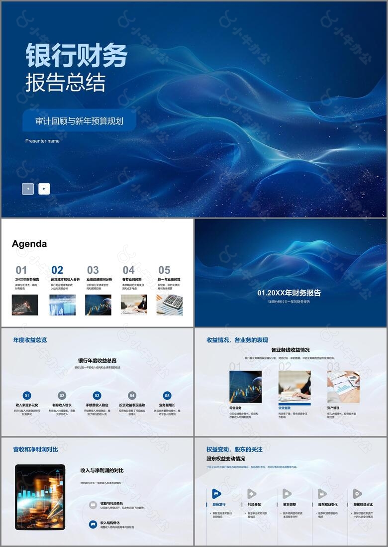 银行财务报告总结PPT模板