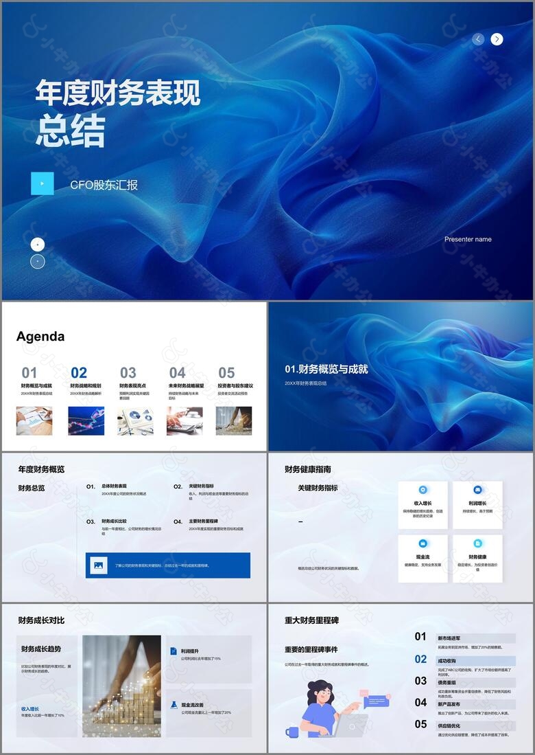 年度财务表现总结PPT模板