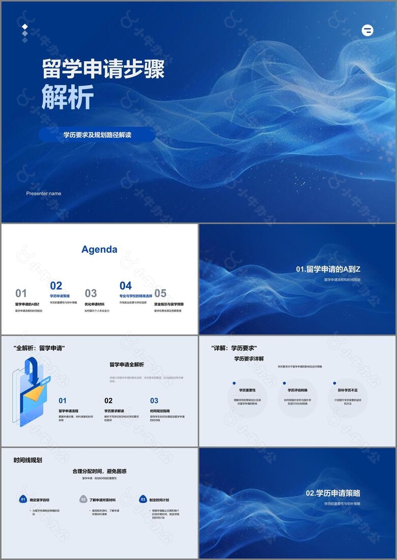 留学申请步骤解析PPT模板