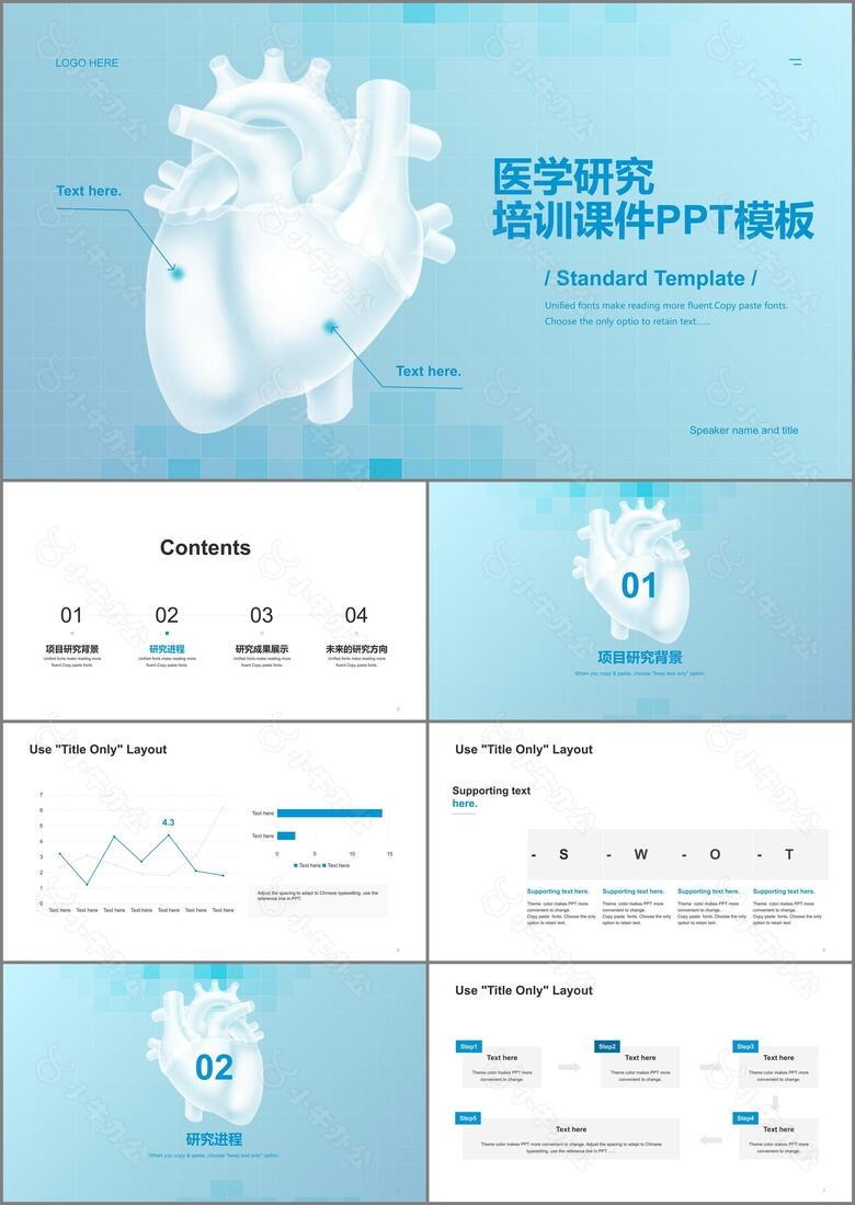 蓝色创意生物医疗培训课件PPT案例