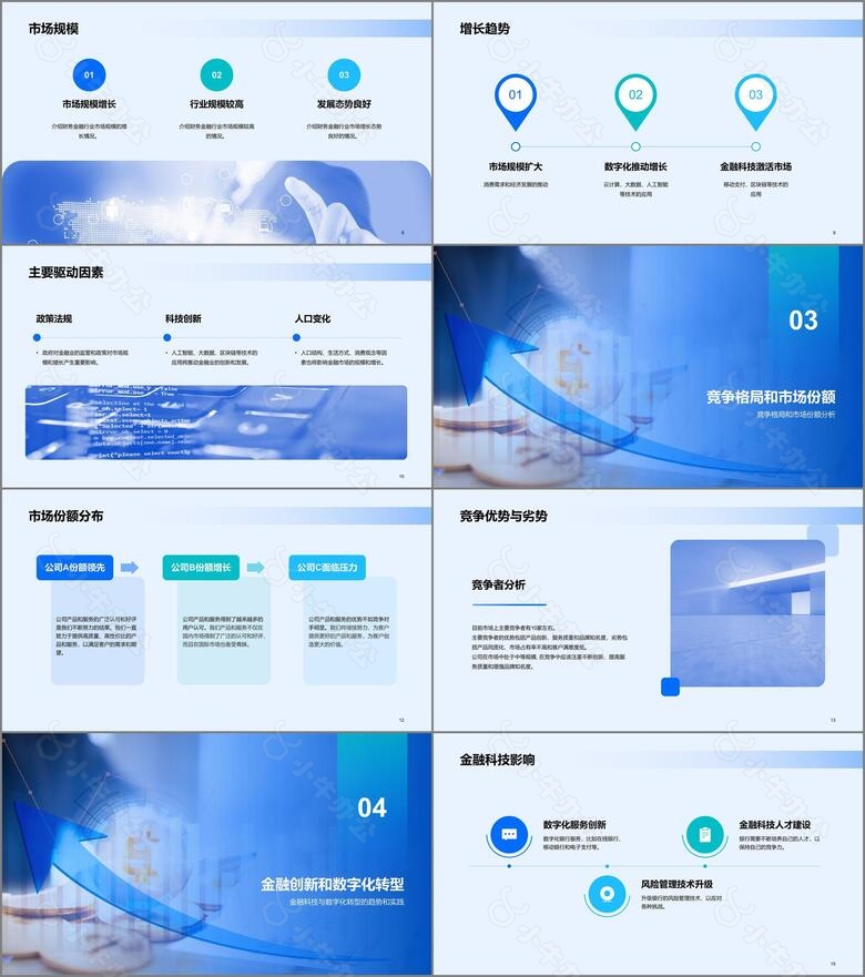 蓝色商务财务金融行业发布会PPT模板no.2