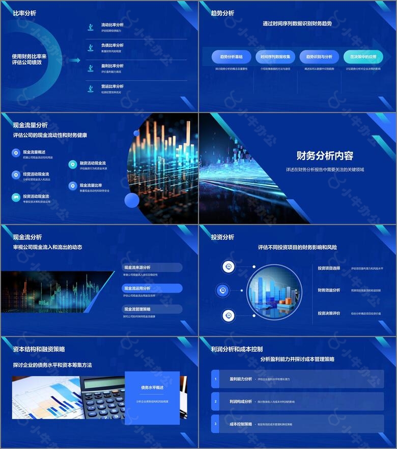 蓝色科技风财务分析报告PPT模板no.2