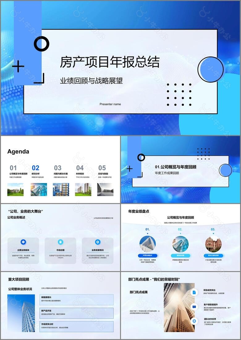 房产项目年报总结PPT模板