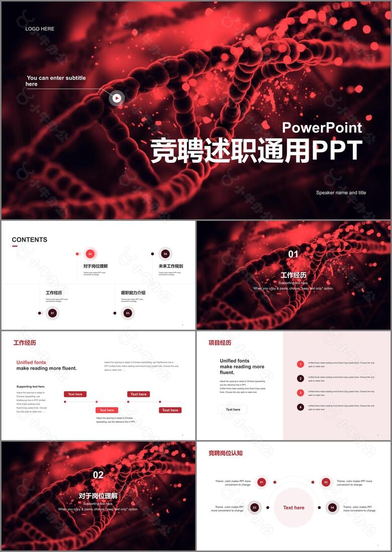 红色商务生物医疗竞聘述职PPT案例