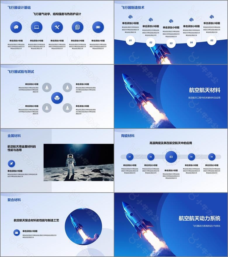 蓝色3D风航空航天类专业通用PPT模板no.2