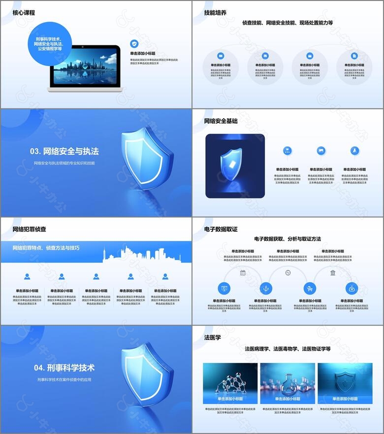 蓝色科技风公安技术类专业PPT模板no.2