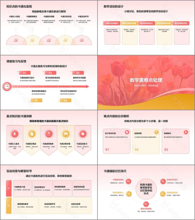 红色卡通风可爱卡通通用教学PPT模板no.2