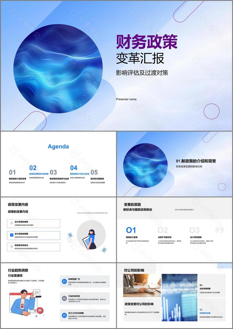 财务政策变革汇报PPT模板