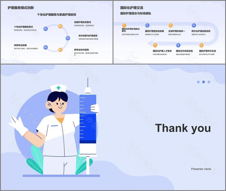 紫色插画风医疗医学护士护理工作汇报PPT模板no.3