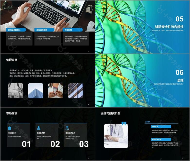 绿色创意炫酷医疗临床实验结果汇报PPT模板no.3