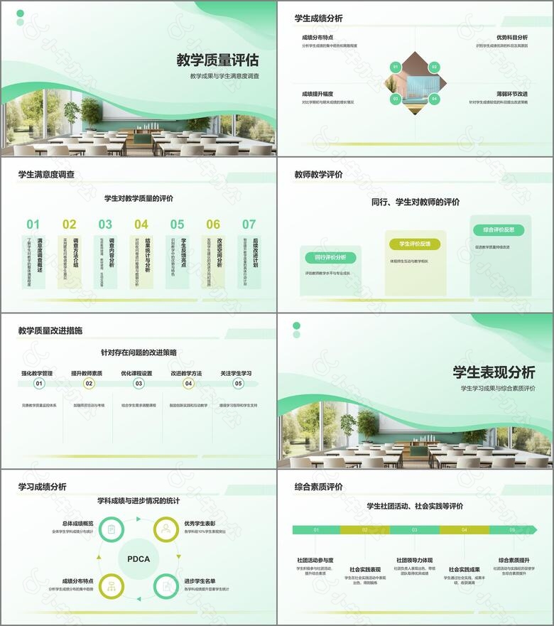 绿色商务风教育工作总结汇报PPT模板no.2