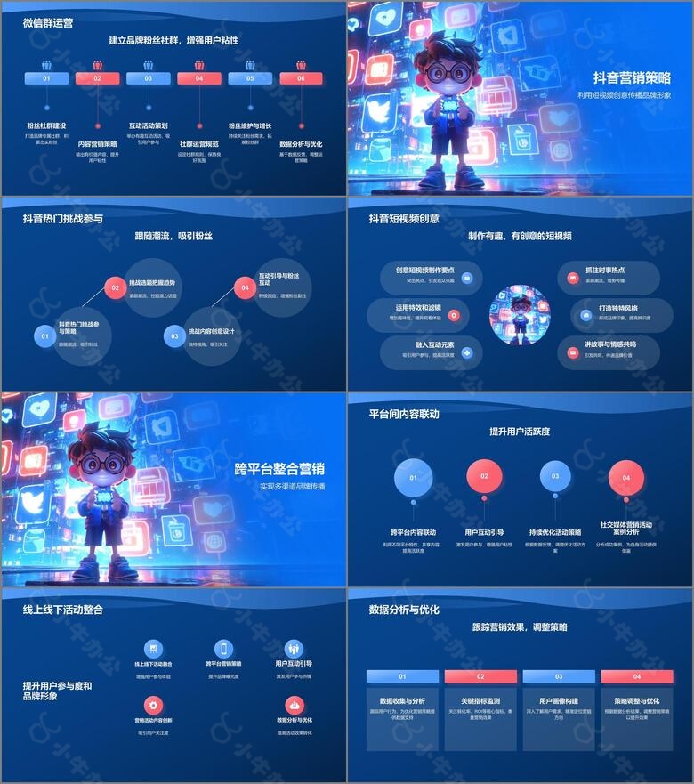 蓝色3D风社会化媒体营销活动PPT模板no.2