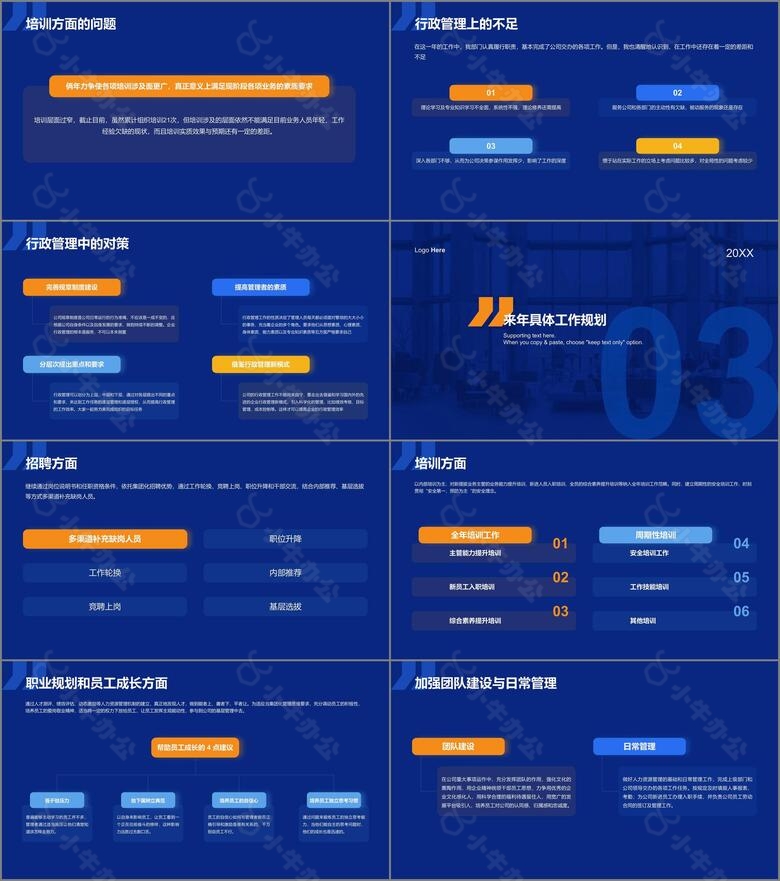 蓝色商务人资行政部年终工作总结汇报PPT下载no.3