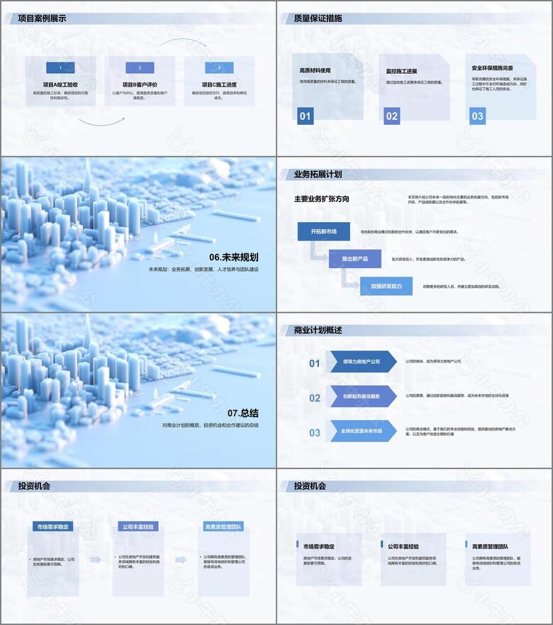 蓝色商务房地产商业计划书PPT模板no.3