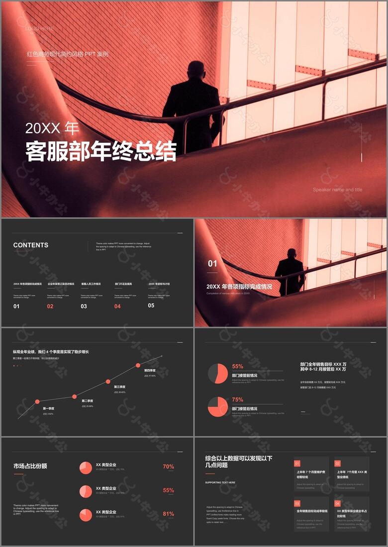 蓝色商务采购工作总结年总总结PPT案例