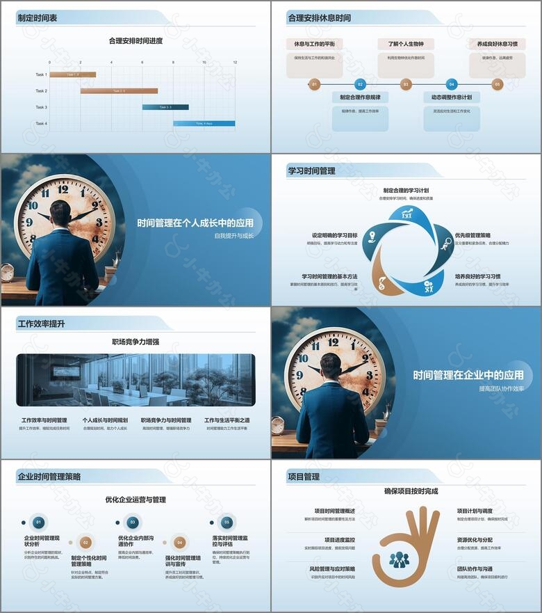 蓝色商务风时间管理PPT模板no.2