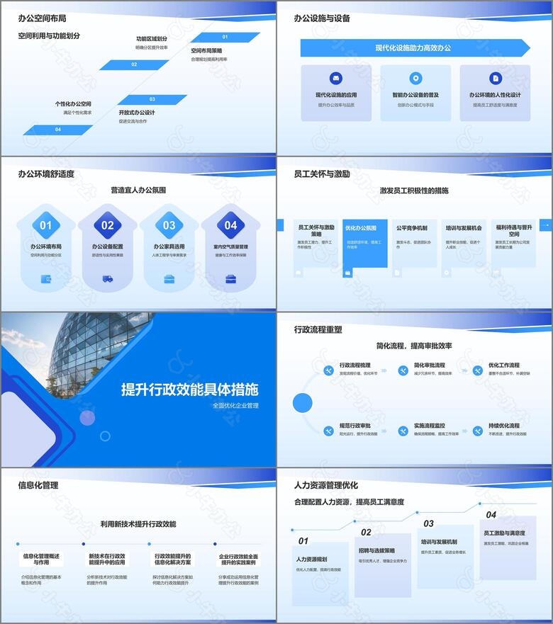 蓝色商务风行政效能全面提升PPT模板no.2