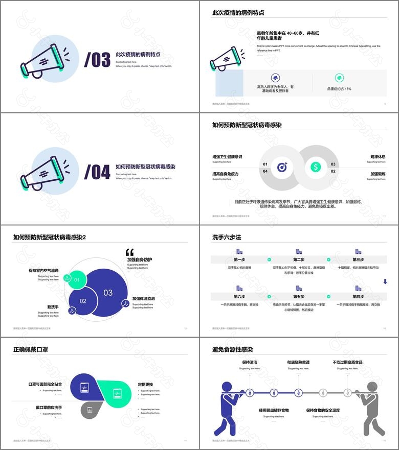蓝色插画简约风疫情防护工作总结PPT下载no.2