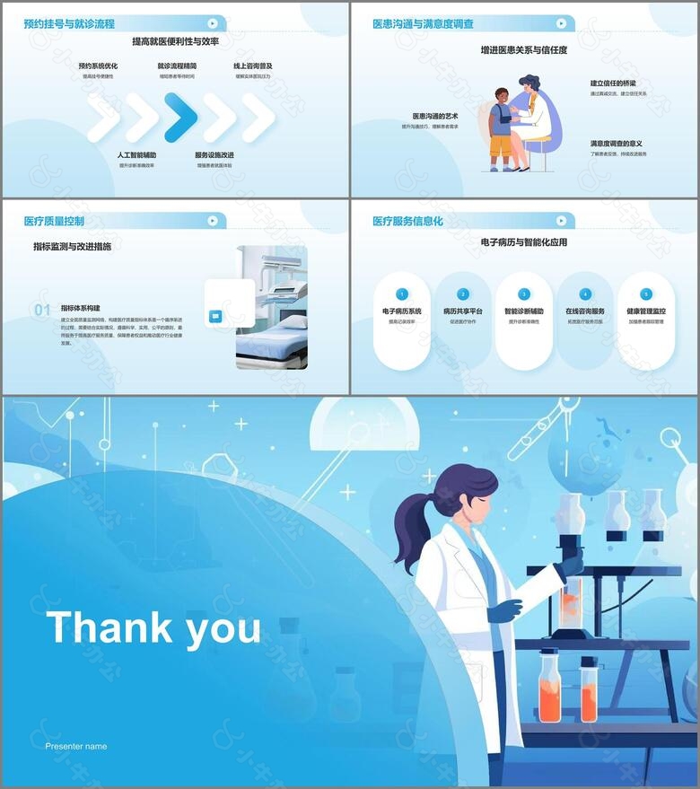 蓝色插画风医生工作总结汇报PPT模板no.3