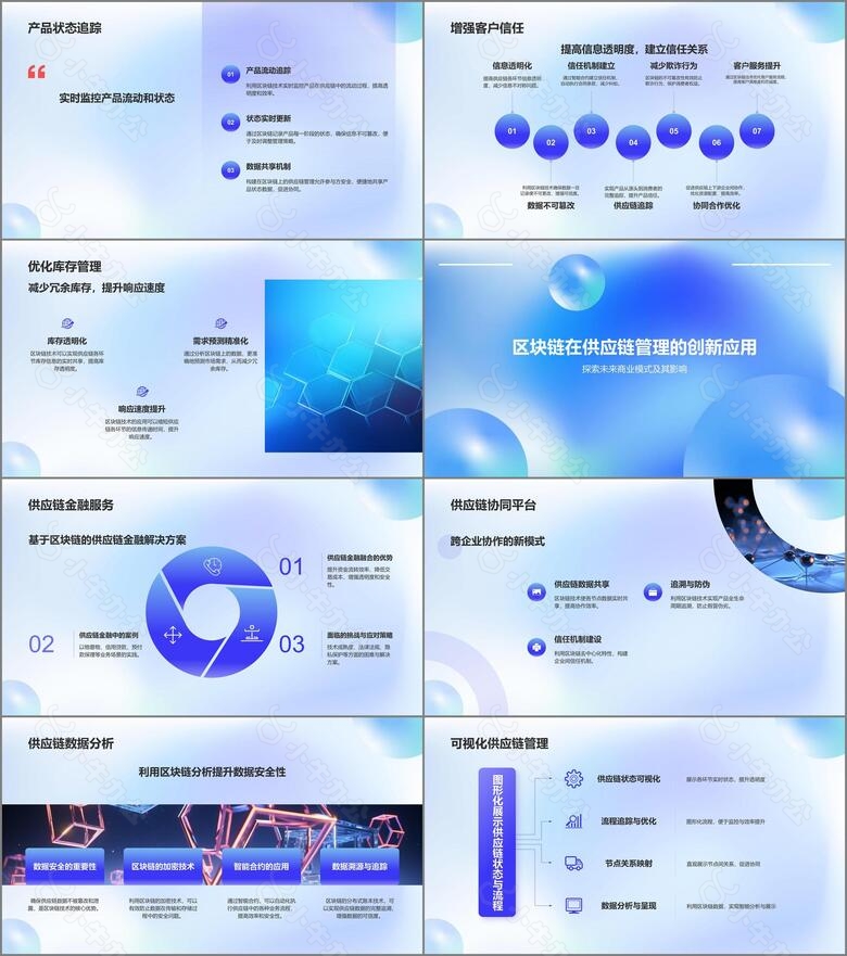 蓝色渐变风区块链技术在供应链管理中的应用PPT模板no.2
