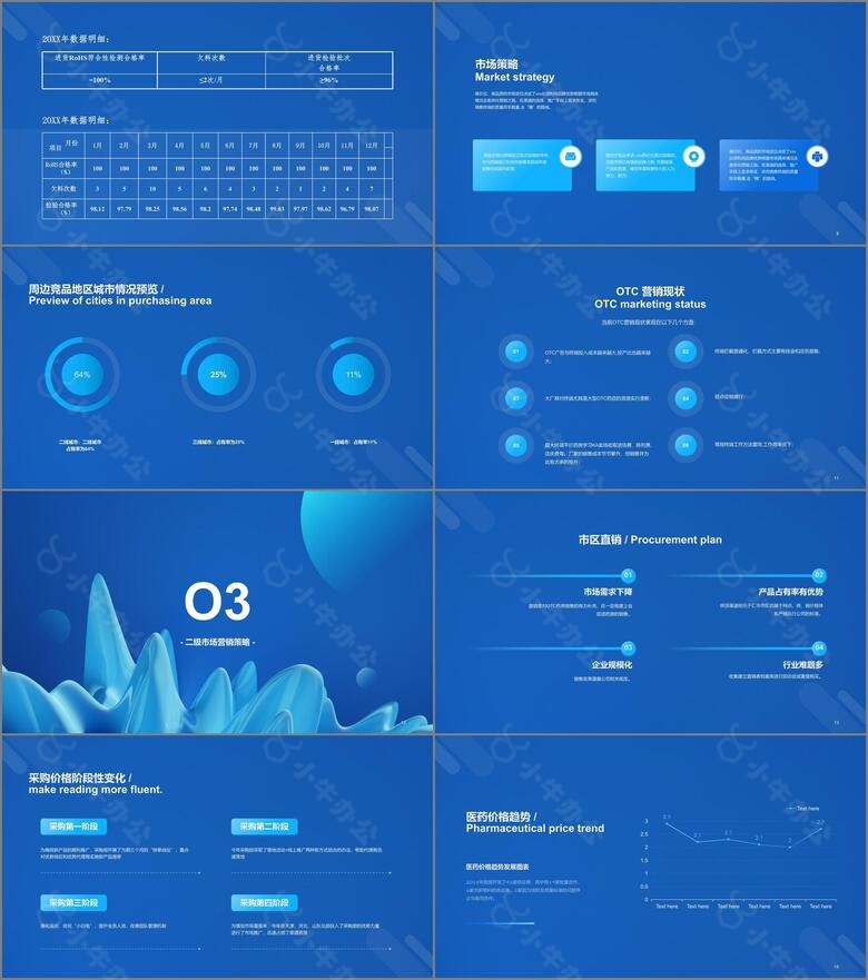 蓝色科技二级城市市场营销状况年度总结PPT案例no.2