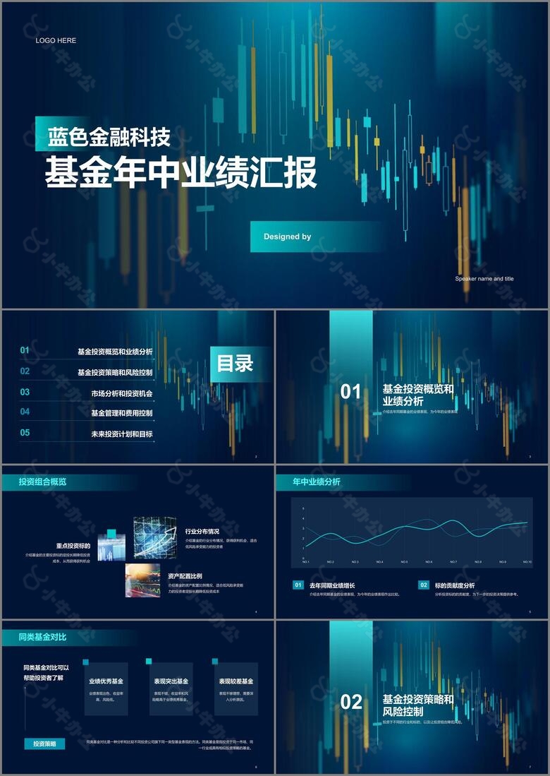 蓝色科技金融年终总结汇报PPT