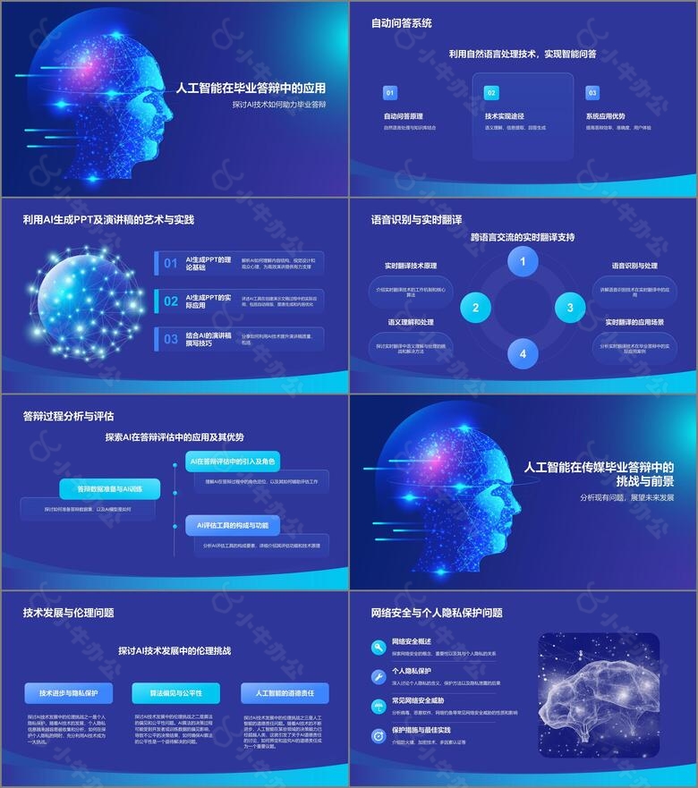 蓝色科技风人工智能在传媒毕业答辩中的应用PPT模板no.2