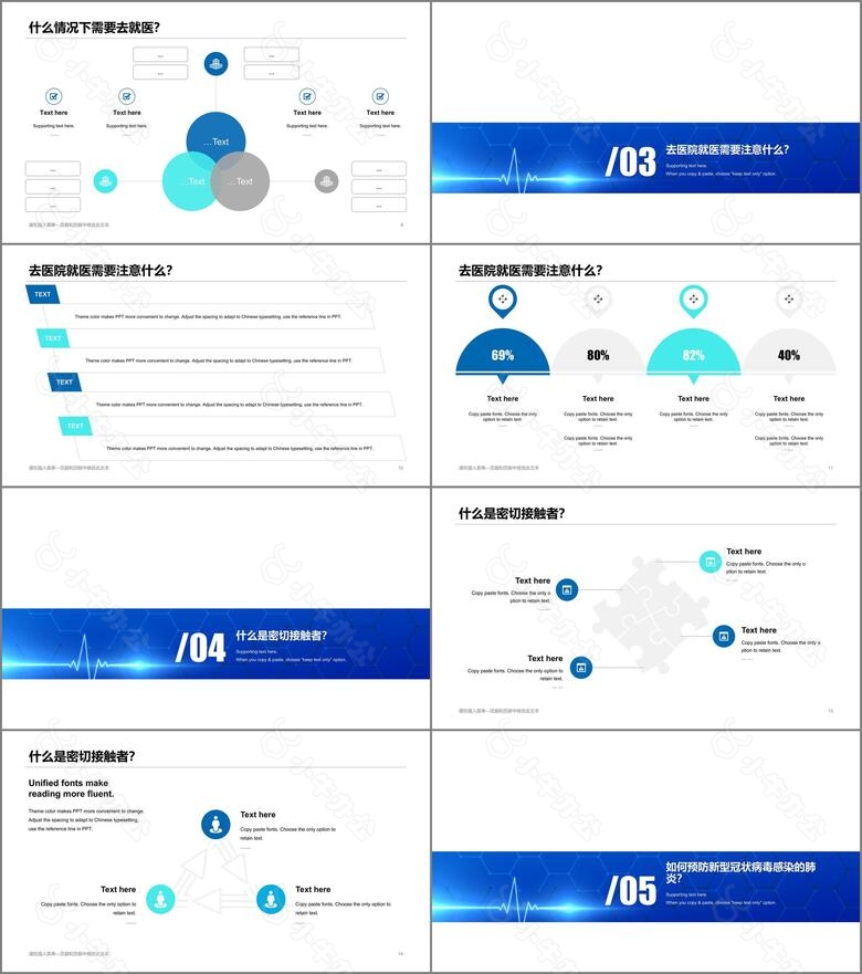 蓝色简约医疗健康工作总结PPT案例no.2