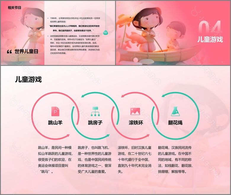 粉色创意酷炫六一儿童节科普PPT模板no.3