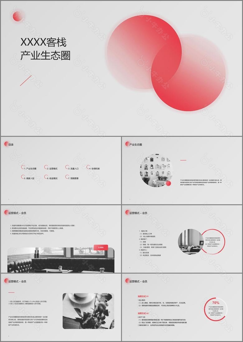 粉色梅里文化客栈产业生态圈PPT案例