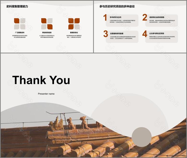 棕色扁平简约历史学研究方法培训课件PPT模板no.3